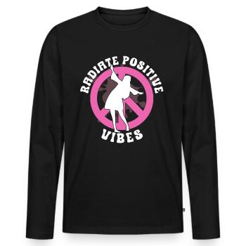 Hippie Peace Sign Peace Flowers Flower Child - T-shirt manches longues Premium bio Homme - noir - Devant - Nico (187cm)