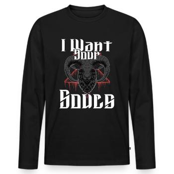 Satan Belzébuth Diable Gothique Pentagramme Mystique - T-shirt manches longues Premium bio Homme - noir - Devant - Nico (187cm)