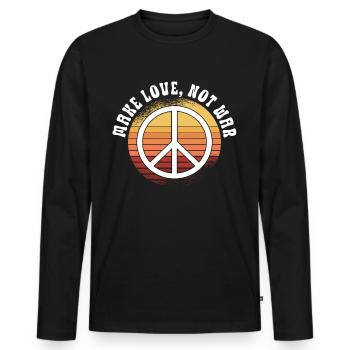Hippie Peace Zeichen Frieden Blumen Blumenkind - Männer Premium Bio Langarmshirt - Schwarz - Vorne - Nico (187cm)