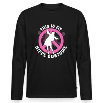 Hippie Peace Zeichen Frieden Blumen Blumenkind - Männer Premium Bio Langarmshirt - Schwarz - Vorne - Nico (187cm)
