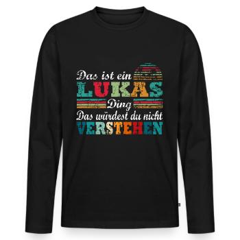Name Lukas - Männer Premium Bio Langarmshirt - Schwarz - Vorne - Nico (187cm)