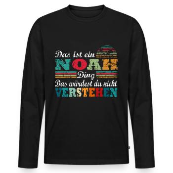 Name Noah - Männer Premium Bio Langarmshirt - Schwarz - Vorne - Nico (187cm)