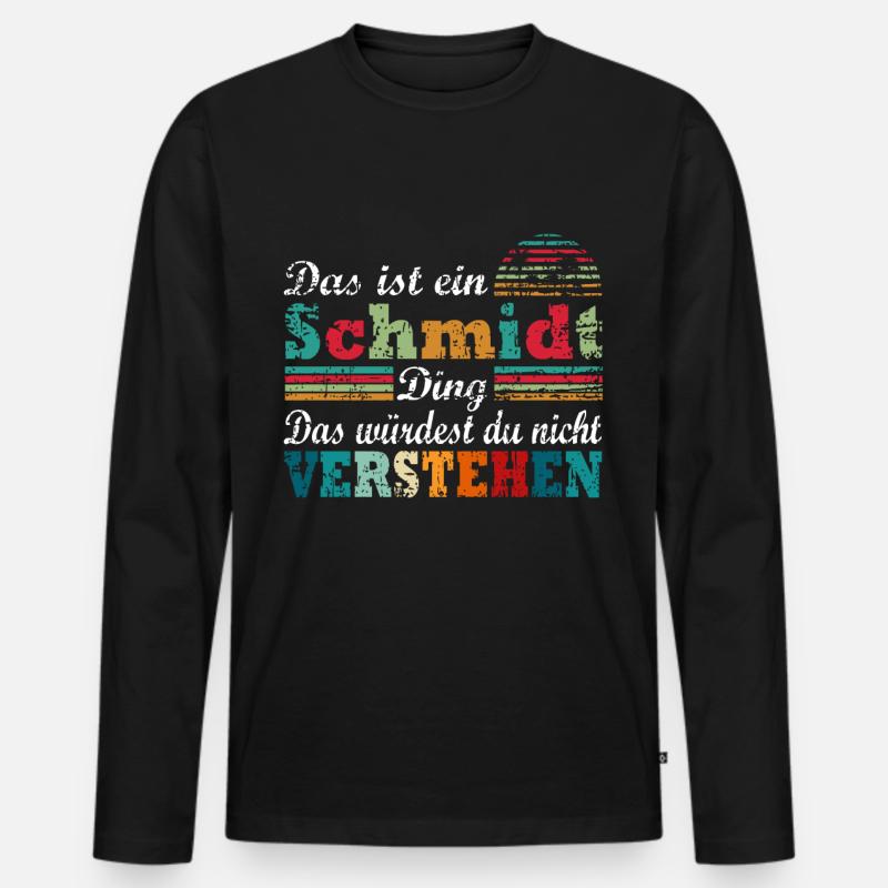Name Schmidt - Männer Premium Bio Langarmshirt - Schwarz