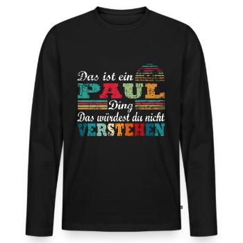 Name Paul - Männer Premium Bio Langarmshirt - Schwarz - Vorne - Nico (187cm)