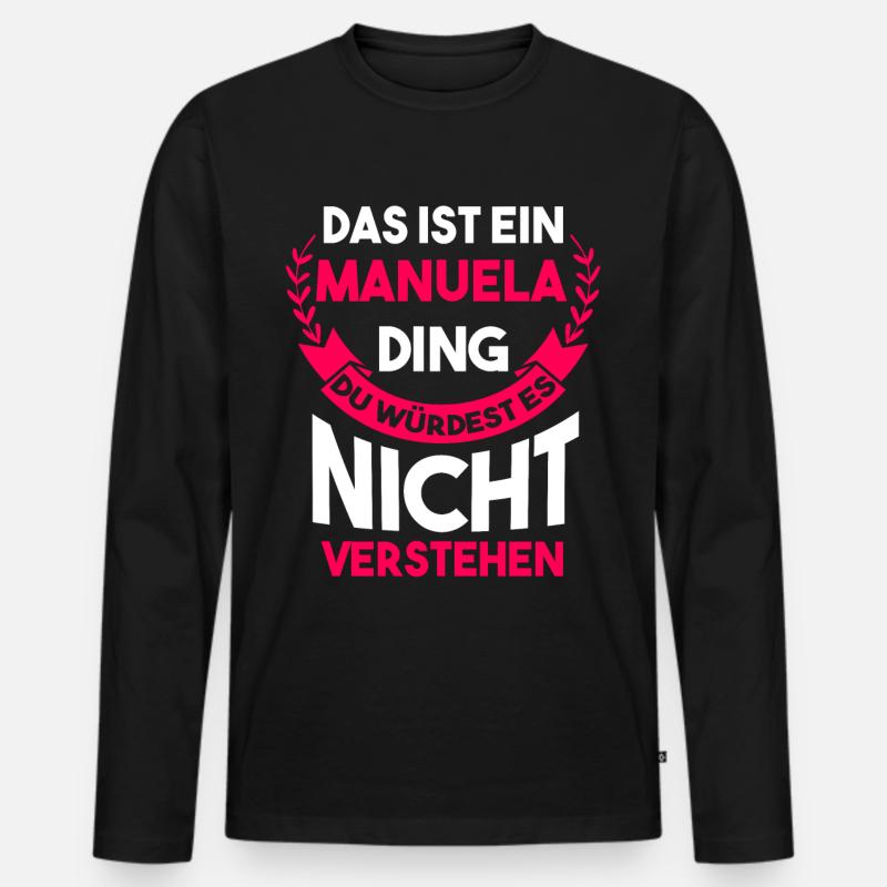 Manuela - Männer Premium Bio Langarmshirt - Schwarz