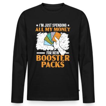 Je dépense tout mon argent pour de nouveaux boosters - T-shirt manches longues Premium bio Homme - noir - Devant - Nico (187cm)