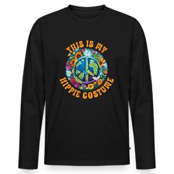 Hippie Peace Sign Peace Flowers Flower Child - T-shirt manches longues Premium bio Homme - noir - Devant - Nico (187cm)