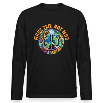 Hippie Peace Zeichen Frieden Blumen Blumenkind - Männer Premium Bio Langarmshirt - Schwarz - Vorne - Nico (187cm)
