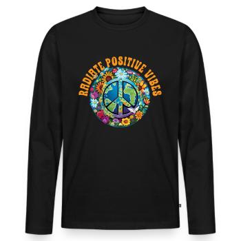 Hippie Paix Signe Paix Fleurs Fleur Enfant - T-shirt manches longues Premium bio Homme - noir - Devant - Nico (187cm)