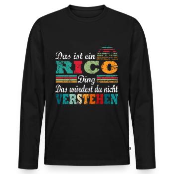 Rico Name - Männer Premium Bio Langarmshirt - Schwarz - Vorne - Nico (187cm)