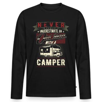Never underestimate an old man's motorhome - Men's Premium Organic Long Sleeve Shirt - black - Front - Nico (187cm)