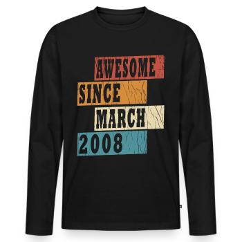 March 2008, 15 years birthday children - Men's Premium Organic Long Sleeve Shirt - black - Front - Nico (187cm)
