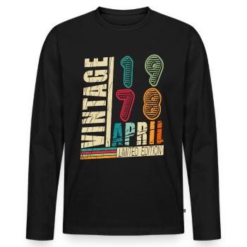 Mois de naissance : avril 1978 - T-shirt manches longues Premium bio Homme - noir - Devant - Nico (187cm)