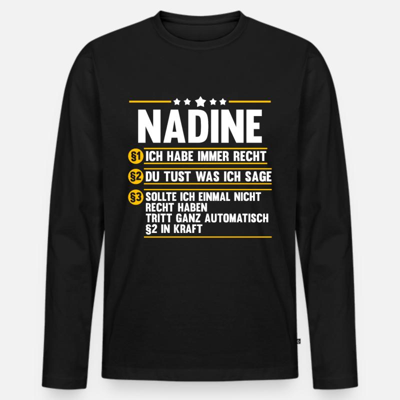 Nadine - Männer Premium Bio Langarmshirt - Schwarz