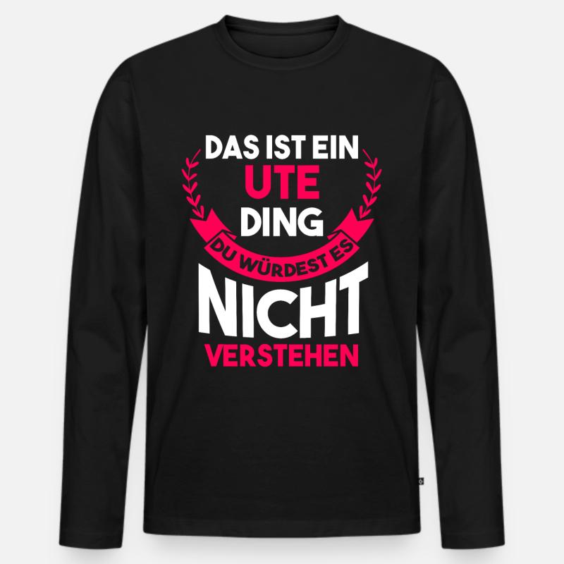 Ute - Männer Premium Bio Langarmshirt - Schwarz