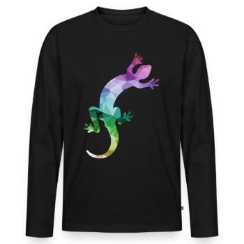 Lézard reptile - T-shirt manches longues Premium bio Homme - noir - Devant - Nico (187cm)