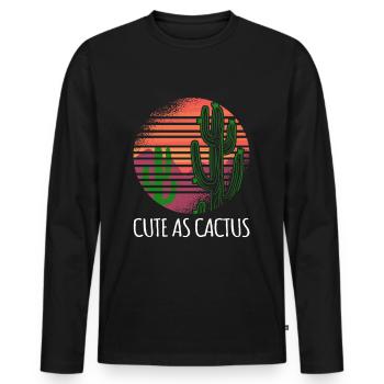 Kaktus-Illustration, Kakteen, Stacheln Spruch - Männer Premium Bio Langarmshirt - Schwarz - Vorne - Nico (187cm)