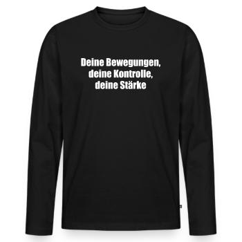 Pilates - Deine Bewegungen, deine Kontrolle, - Männer Premium Bio Langarmshirt - Schwarz - Vorne - Nico (187cm)