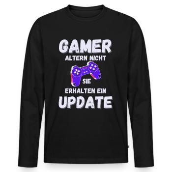 GAMER Lustiger Spruch Gaming Update - Männer Premium Bio Langarmshirt - Schwarz - Vorne - Nico (187cm)