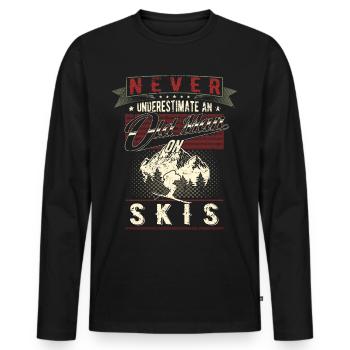 Unterschätze niemals eine alten Mann Skier Rentner - Männer Premium Bio Langarmshirt - Schwarz - Vorne - Nico (187cm)
