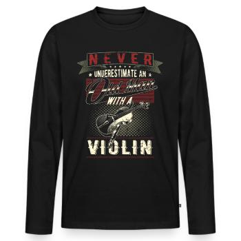 Ne sous-estimez jamais le violon du vieil homme - T-shirt manches longues Premium bio Homme - noir - Devant - Nico (187cm)