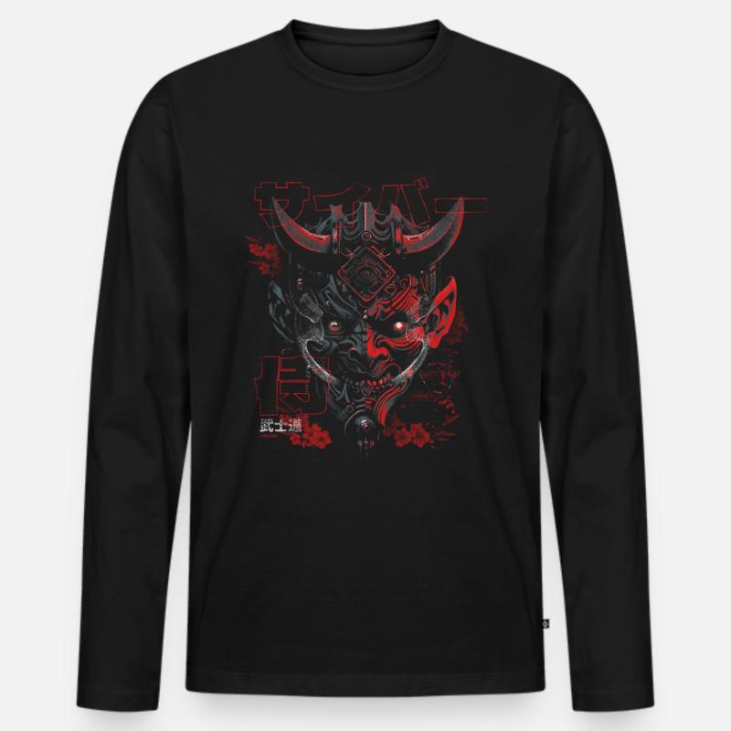 Cyber Samurai - Bushido Oni - Männer Premium Bio Langarmshirt - Schwarz