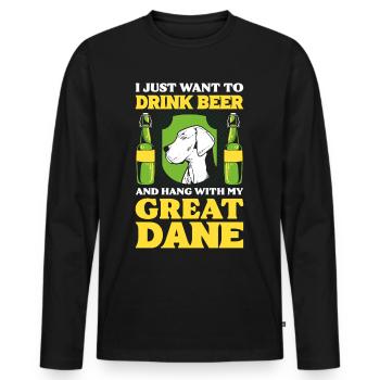 I Just Want To Drink Beer And Hang With My Great - Men's Premium Organic Long Sleeve Shirt - black - Front - Nico (187cm)