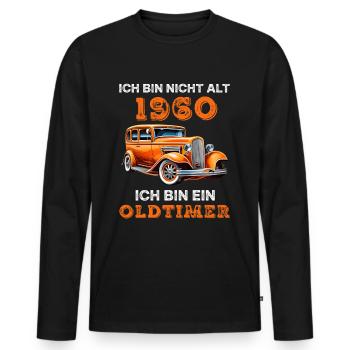 Oldtimer Auto Vintage 1960 Geburtstag Spruch - Männer Premium Bio Langarmshirt - Schwarz - Vorne - Nico (187cm)