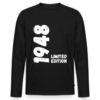 1948 Anniversaire en édition limitée - T-shirt manches longues Premium bio Homme - noir - Devant - Nico (187cm)
