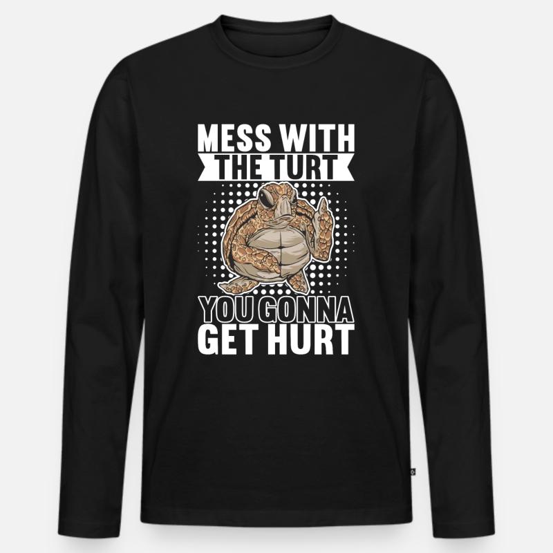 Angry Turtle - Männer Premium Bio Langarmshirt - Schwarz