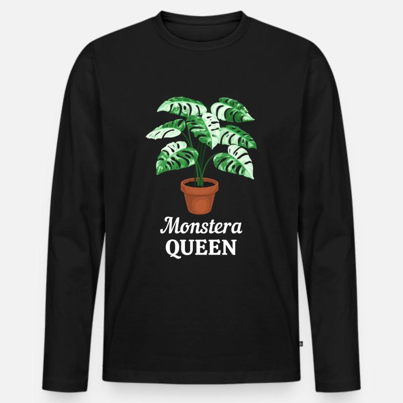 Monstera Queen - Männer Premium Bio Langarmshirt - Schwarz