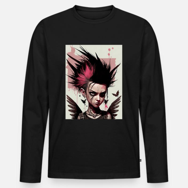 Coole Punk Fee - Männer Premium Bio Langarmshirt - Schwarz
