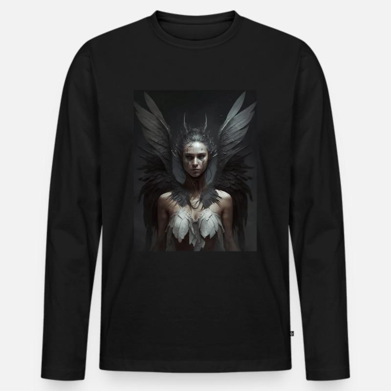 Dunkler Gothic Engel - Männer Premium Bio Langarmshirt - Schwarz