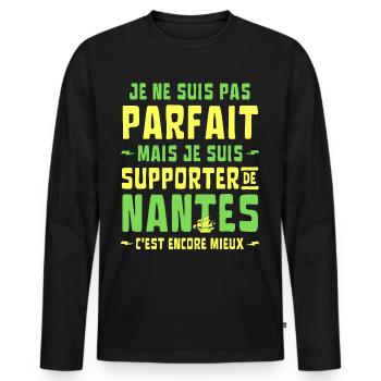Nantes Football Supporter Je ne suis pas Parfait - T-shirt manches longues Premium bio Homme - noir - Devant - Nico (187cm)