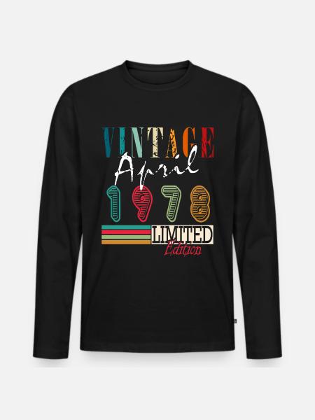 Geburtsmonat April 1978 - Männer Premium Bio Langarmshirt - Schwarz