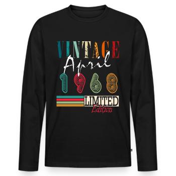Avril 1968 Naissance - T-shirt manches longues Premium bio Homme - noir - Devant - Nico (187cm)