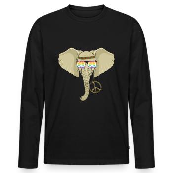 Hippie Tshirt Peace Bewegung Woodstock Boho Groove - Männer Premium Bio Langarmshirt - Schwarz - Vorne - Nico (187cm)