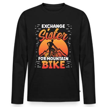 Sœur d’échange pour le vélo de montagne - T-shirt manches longues Premium bio Homme - noir - Devant - Nico (187cm)