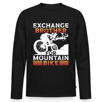 Échange frère pour le vélo de montagne - T-shirt manches longues Premium bio Homme - noir - Devant - Nico (187cm)