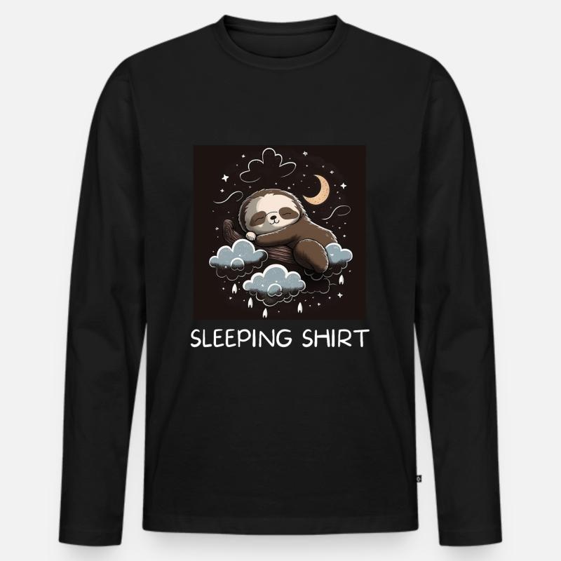 Faultier Schlafhemd - Männer Premium Bio Langarmshirt - Schwarz