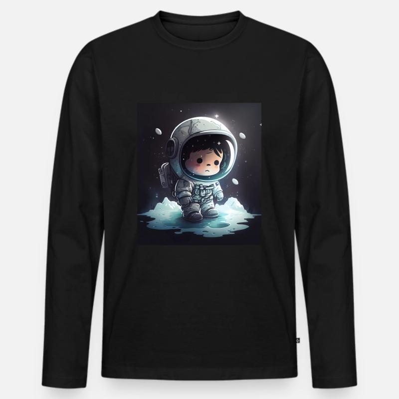 Chibi-Astronaut - Männer Premium Bio Langarmshirt - Schwarz