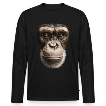 Funny Monkey T-Shirt - Men's Premium Organic Long Sleeve Shirt - black - Front - Nico (187cm)