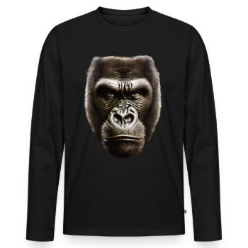 Funny Monkey T-Shirt - Men's Premium Organic Long Sleeve Shirt - black - Front - Nico (187cm)