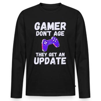GAMER don't age they get an update Gaming - Men's Premium Organic Long Sleeve Shirt - black - Front - Nico (187cm)