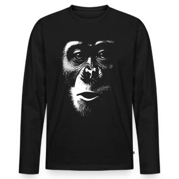 Funny Monkey T-Shirt - Men's Premium Organic Long Sleeve Shirt - black - Front - Nico (187cm)