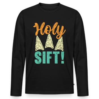Chasse à la pointe de flèche à silex sacré - T-shirt manches longues Premium bio Homme - noir - Devant - Nico (187cm)