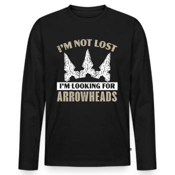 Je ne suis pas perdu Je cherche la chasse aux pointes de flèches - T-shirt manches longues Premium bio Homme - noir - Devant - Nico (187cm)