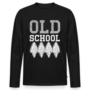 Chasse à la pointe de flèche ancienne de la vieille école - T-shirt manches longues Premium bio Homme - noir - Devant - Nico (187cm)