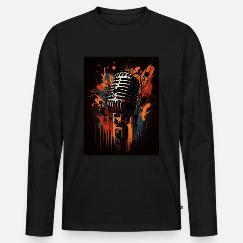 Abstraktes Mikrofon - Männer Premium Bio Langarmshirt - Schwarz