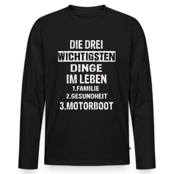 Motorboot - Männer Premium Bio Langarmshirt - Schwarz - Vorne - Nico (187cm)